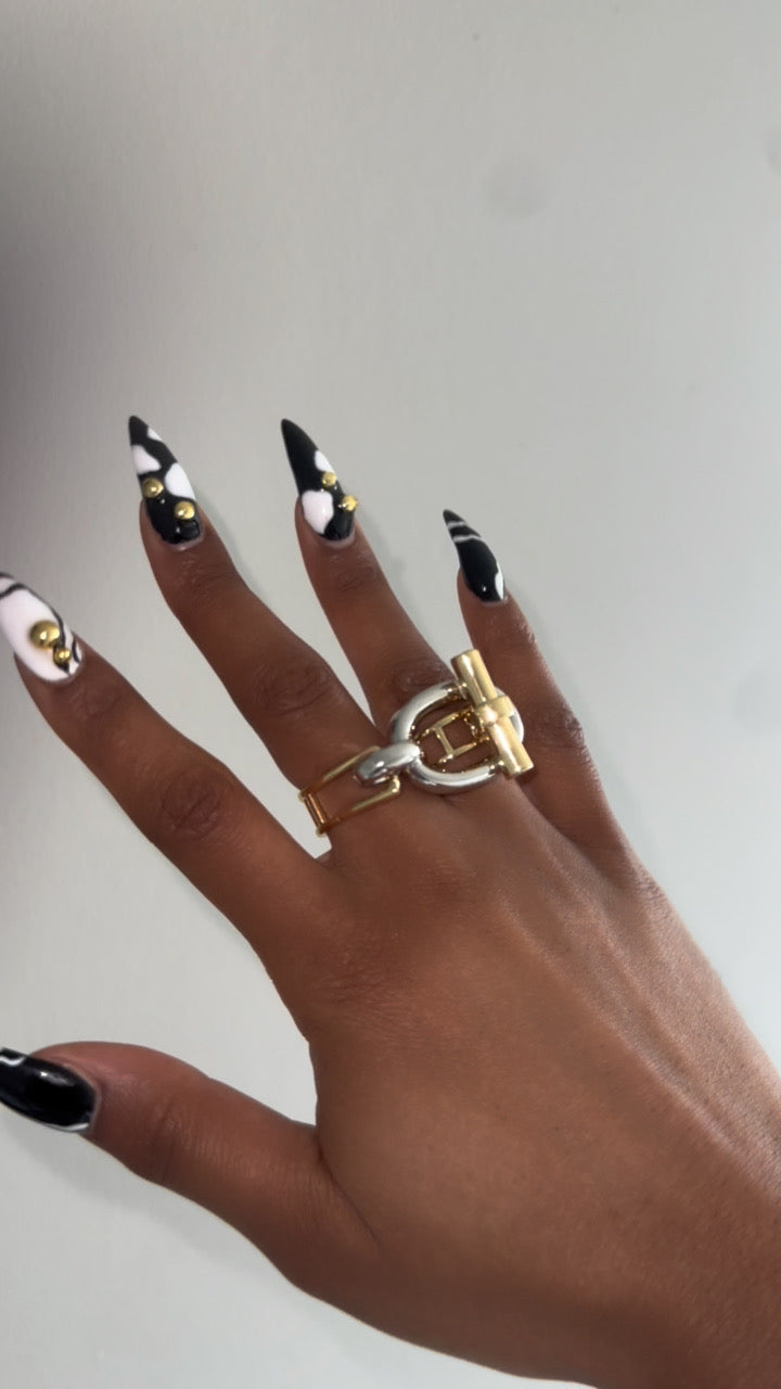 Mixed Gold and Silver Statement Ring