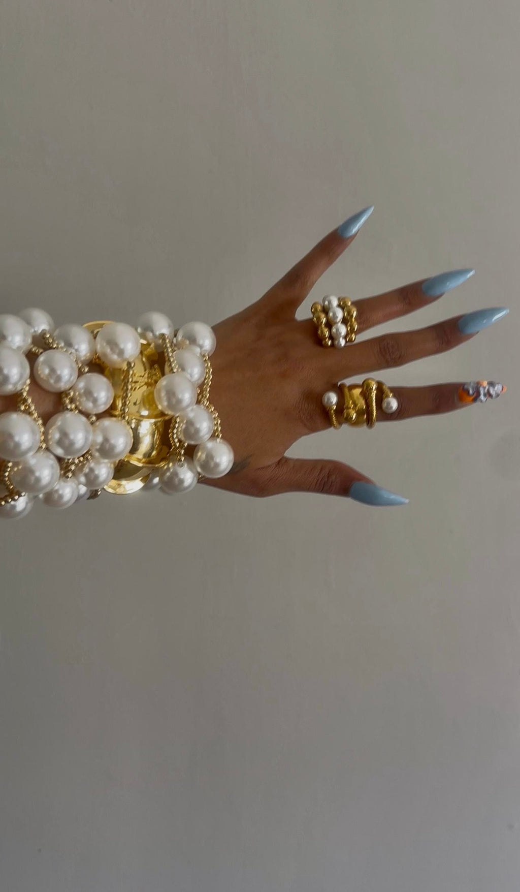 Chunky Pearl Beaded Bracelet 5pc Set