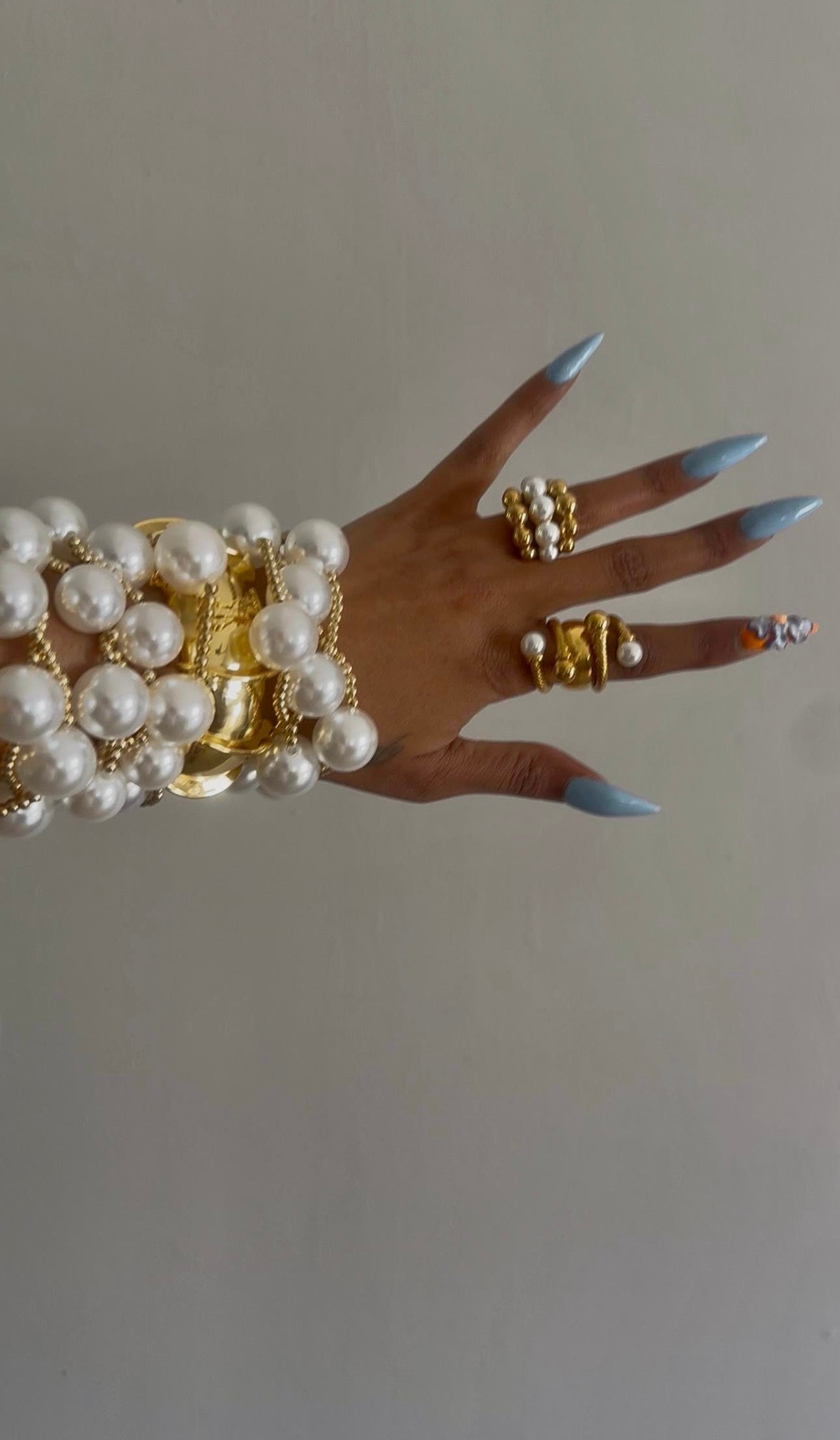 Chunky Pearl Beaded Bracelet 5pc Set