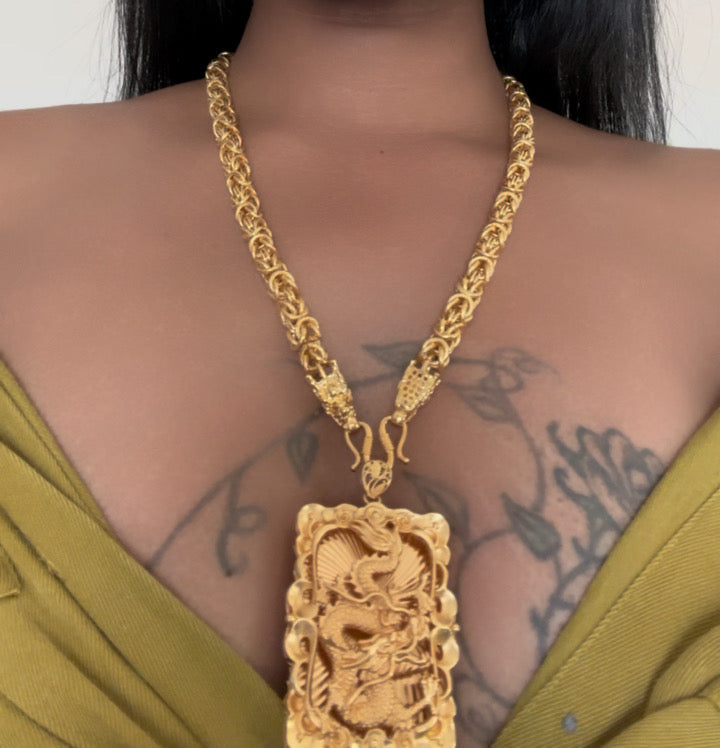 24k Gold Plated Unisex Dragon Necklace