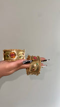 Gold Polish Indian Bracelet Cuff: Openable Statement Jewelry (2.5 inch Inner Diameter)