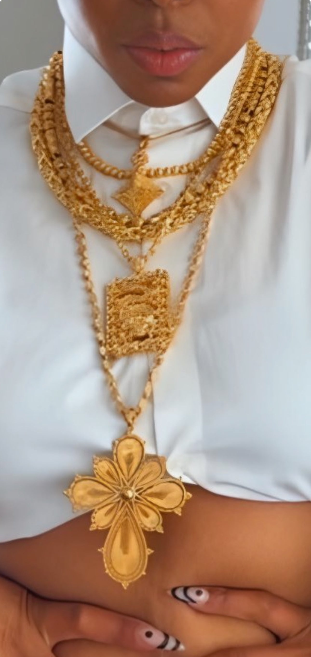 Petal Cross 24k Gold Plated Necklace