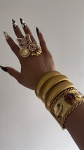 Indian Gold Flower Diamond Heritage Ring
