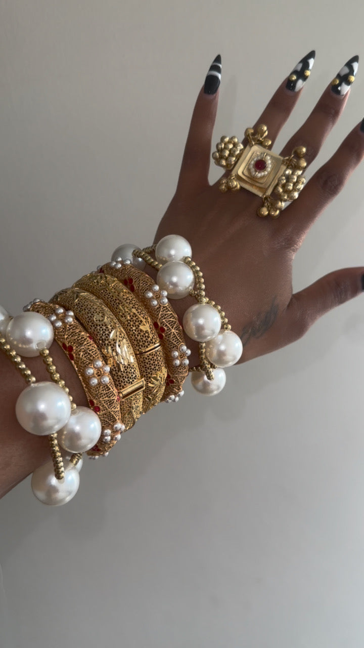 Indian Gold Pearl Heritage Ring