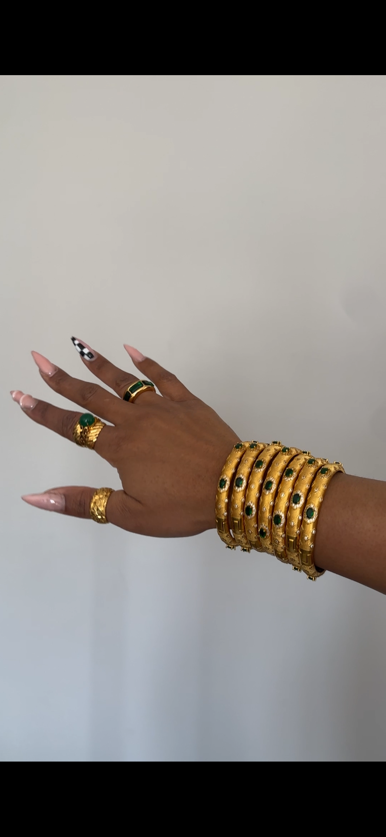 Gold Plated Emerald Green Dorthy- 3pc set
