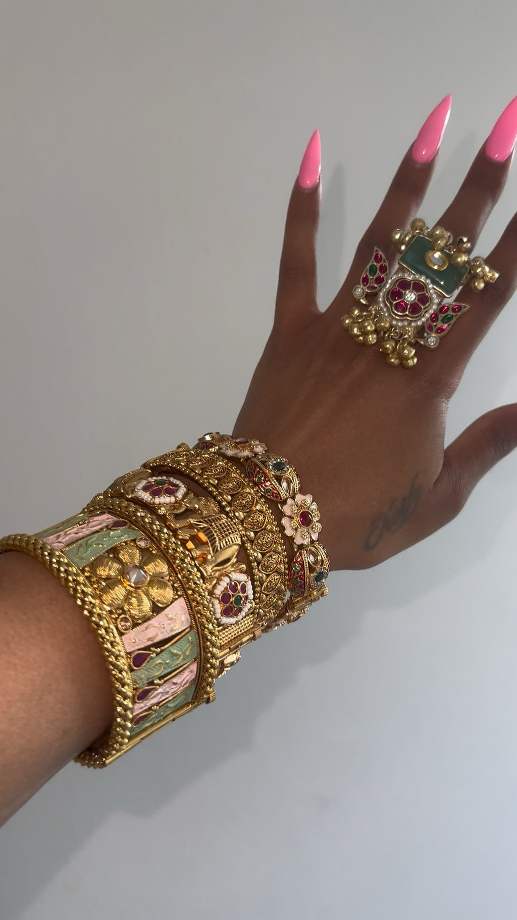 Indian Bracelet 24k Gold Polish  Set