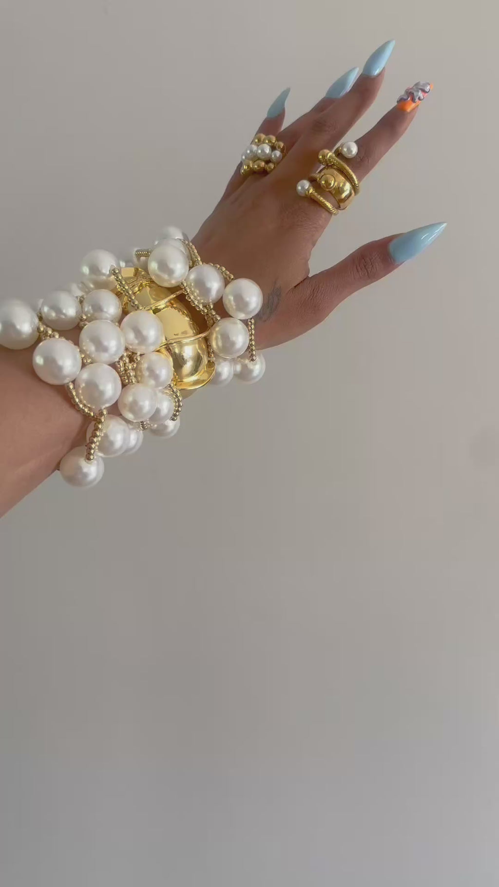 Chunky Pearl Beaded Bracelet 5pc Set