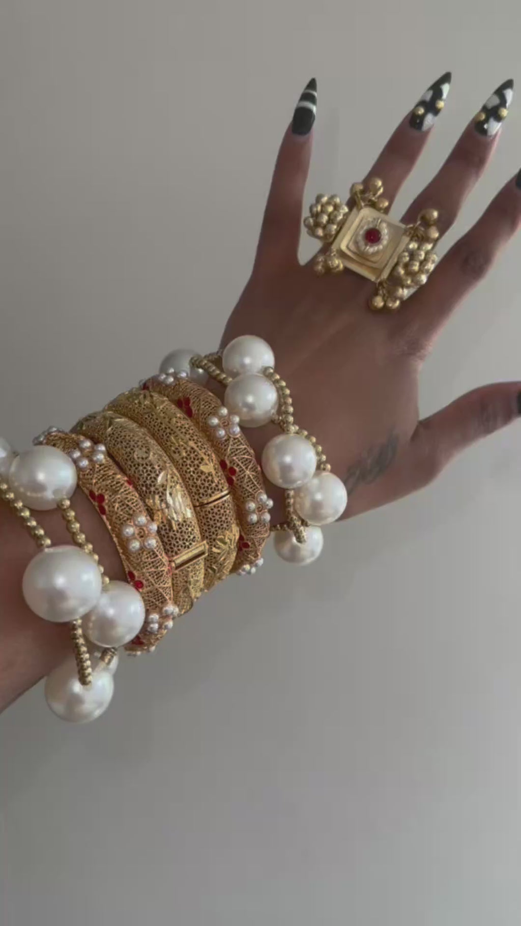 Indian Gold Pearl Heritage Ring