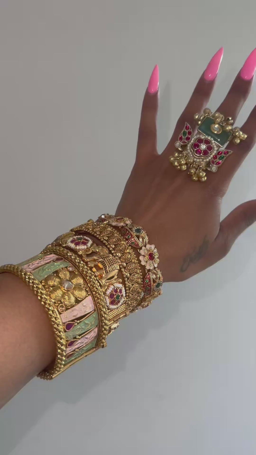 Indian Bracelet 24k Gold Polish  Set