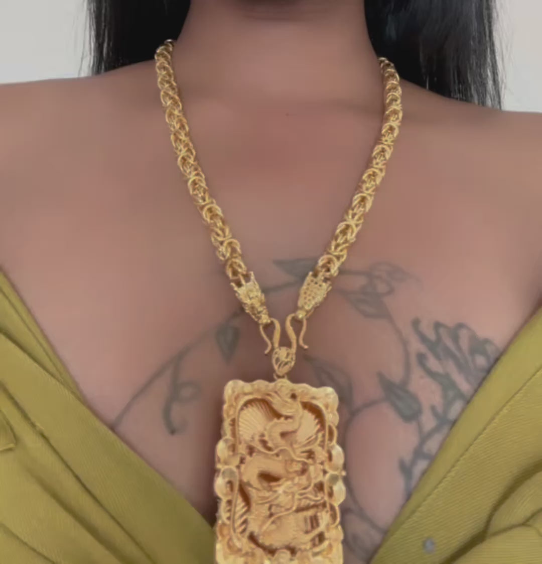 24k Gold Plated Unisex Dragon Necklace